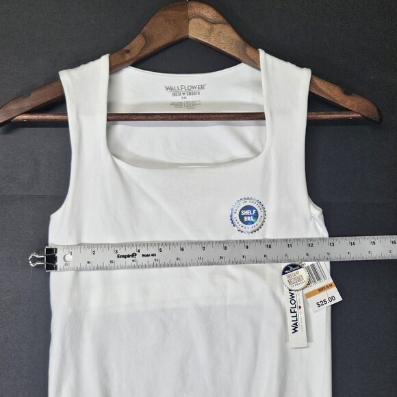 WallFlower Women's Sz S/M White Bodysuit Snap Button Square Neck W/ Inner Suppor - Picture 5 of 9